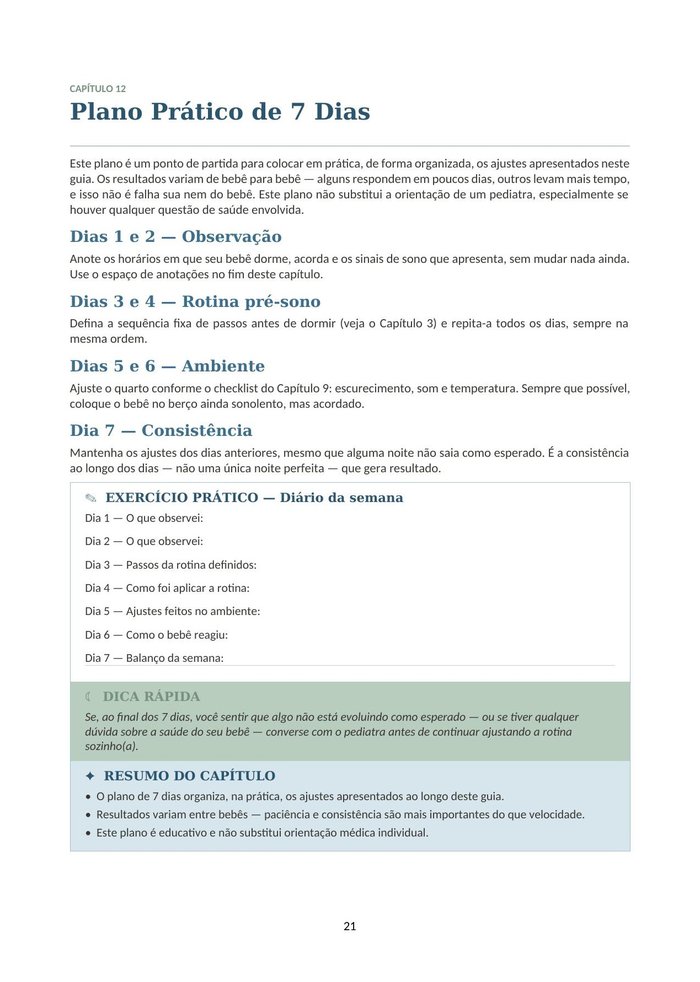 Exemplo do plano prático de 7 dias